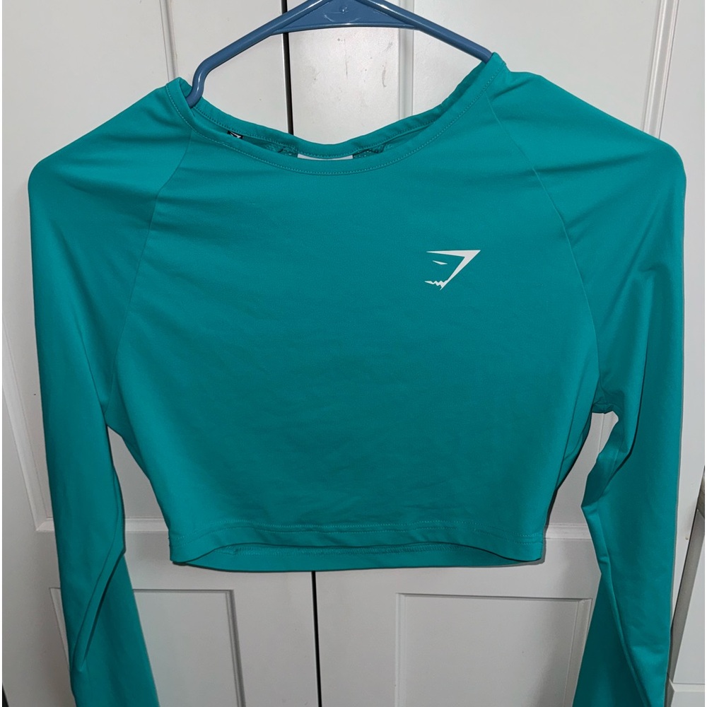 Teal Gymshark Longsleeve Cropped Top